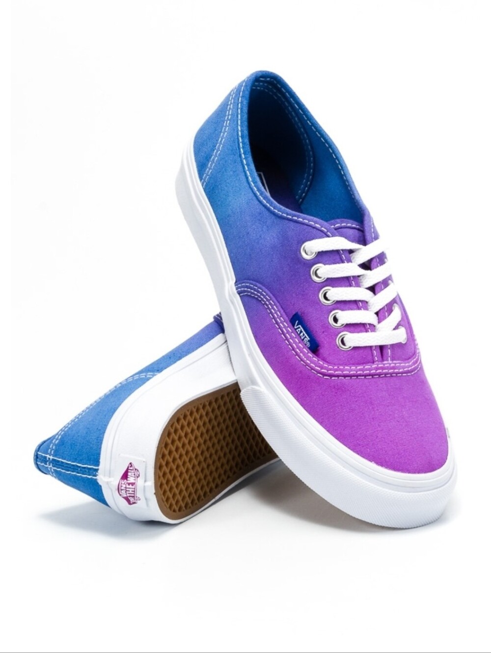 Vans Classic Skateboarding Blue Purple Ombre True White Low Sneakers Women's 9